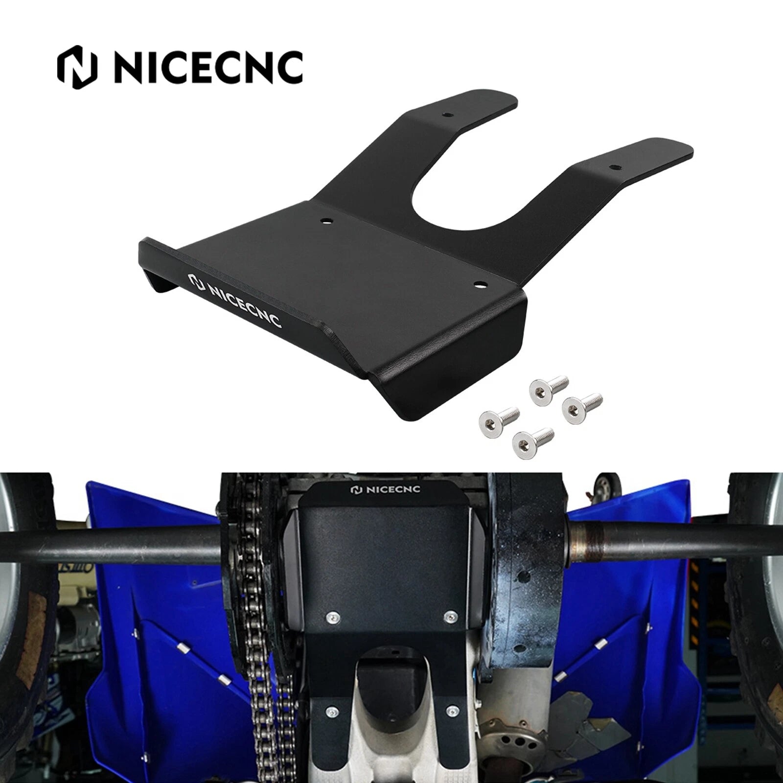 Rear Swingarm Skid Plate Guard for Yamaha YFZ450X (2010–2011), YFZ450R (2009–2024) Black