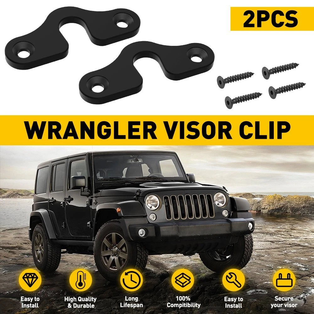 2X Upgraded Metal Sun Visor Clips for Jeep Wrangler JK JL JT (2018–2022)