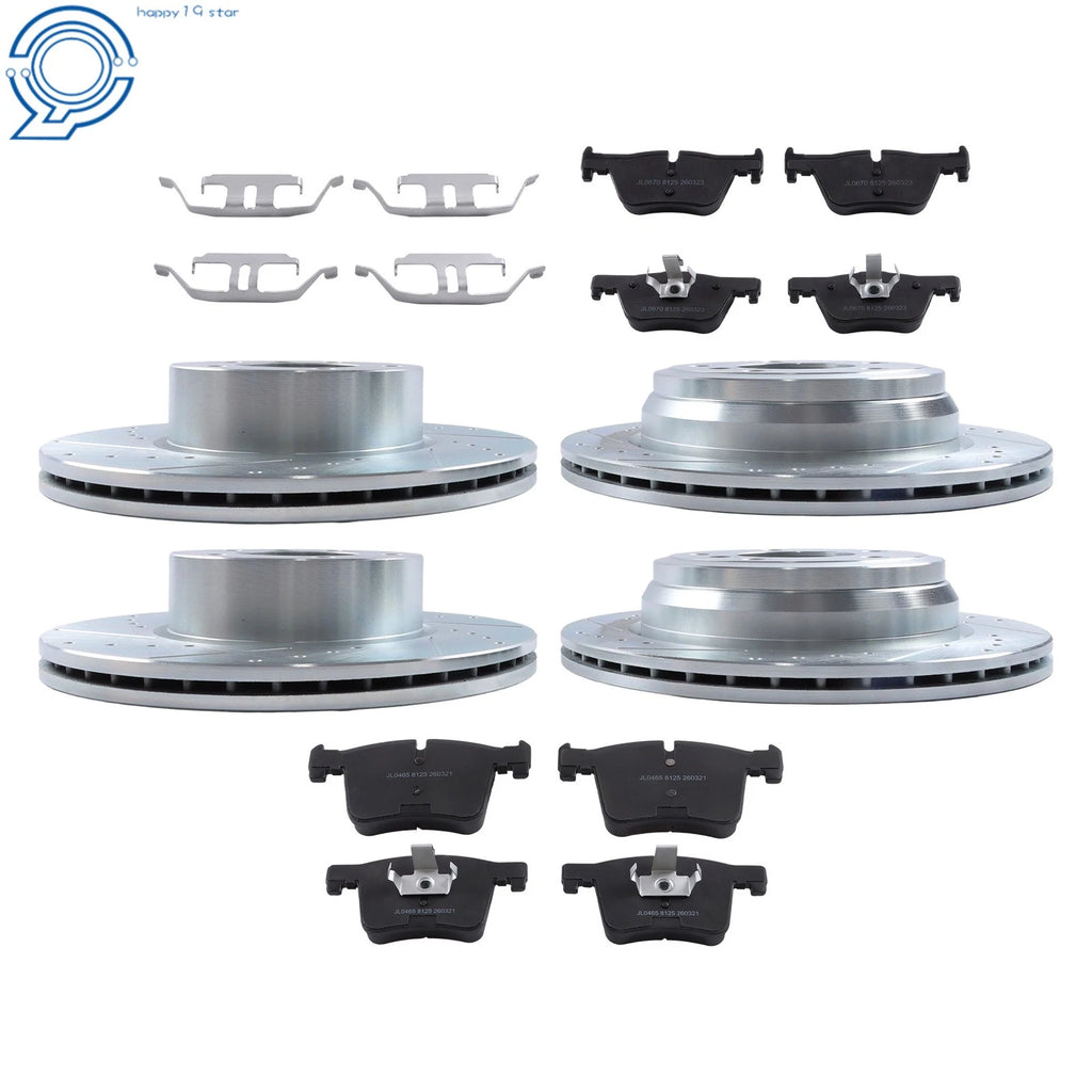 Front & Rear Drilled Brake Rotors & Ceramic Pads for BMW 328i 330i 428i 430i (2012–2019)