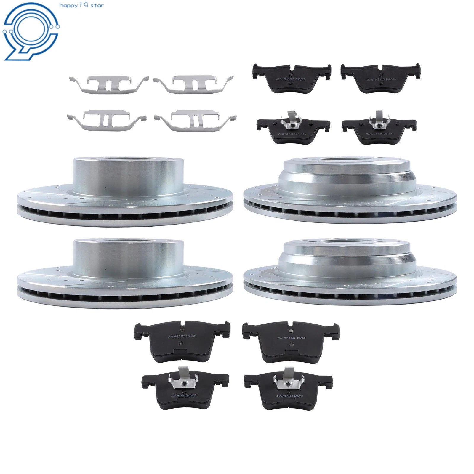 Front & Rear Drilled Brake Rotors & Ceramic Pads for BMW 328i 330i 428i 430i (2012–2019)