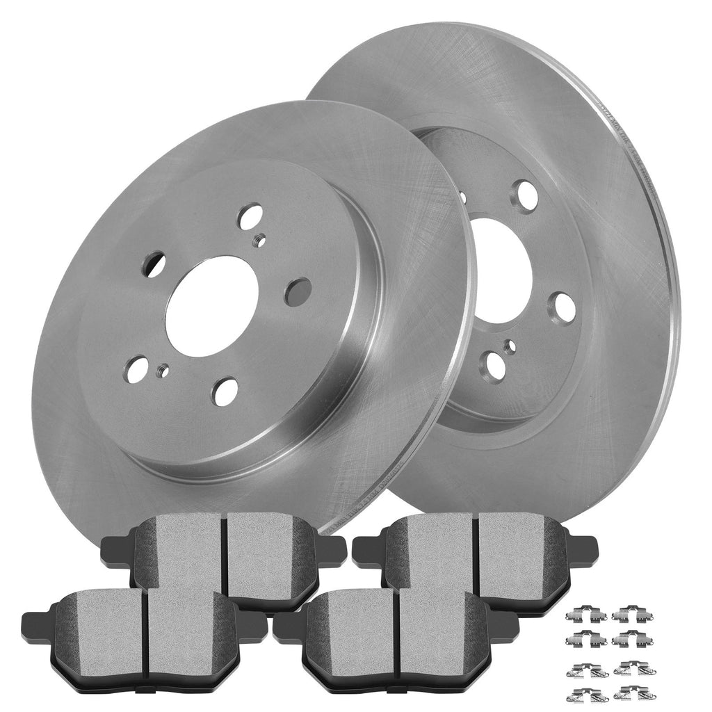 Set of 2 Rear Brake Rotors & Ceramic Pads for Toyota Corolla Prius Prime (2017–2022)
