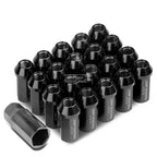 20 PCS Closed End M12x1.5 50mm Tall Black Aluminum Lug Nuts + Adapter