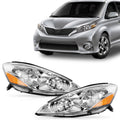 Set of 2 Headlight Assemblies Chrome Housing for Toyota Sienna (2006–2010)