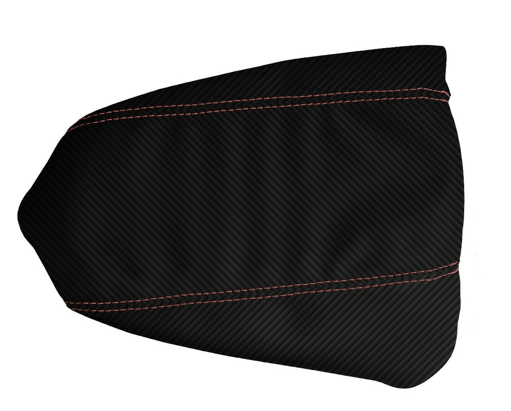 Console Lid Armrest Cover for Toyota Tacoma (2016–2019) Carbon Fiber Red Stitch