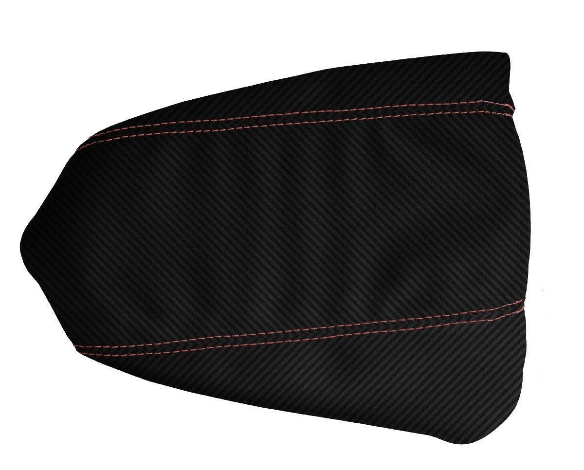 Console Lid Armrest Cover for Toyota Tacoma (2016–2019) Carbon Fiber Red Stitch