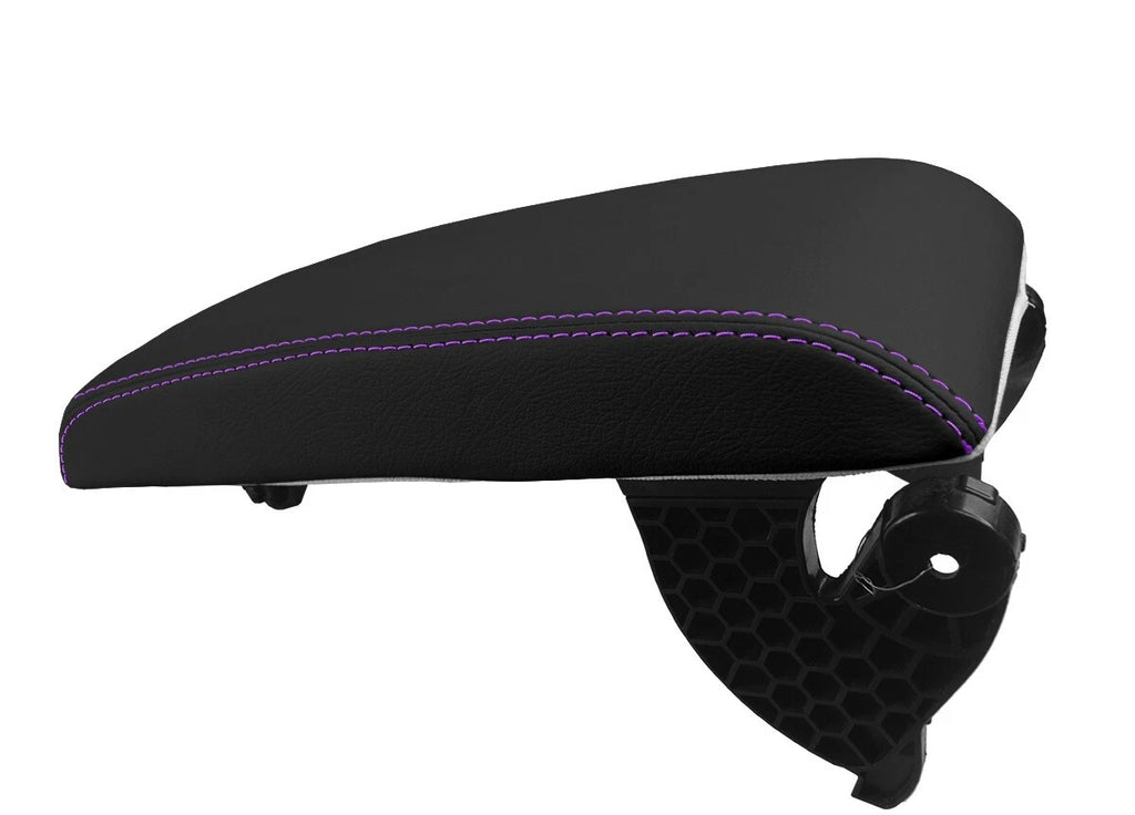 Console Lid Pull Over Cover Leather for Toyota Camry (2012–2017) Purple Stitch