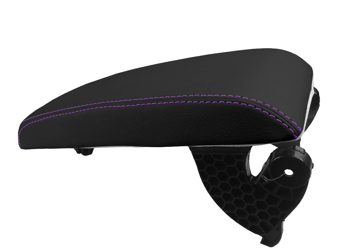 Console Lid Pull Over Cover Leather for Toyota Camry (2012–2017) Purple Stitch