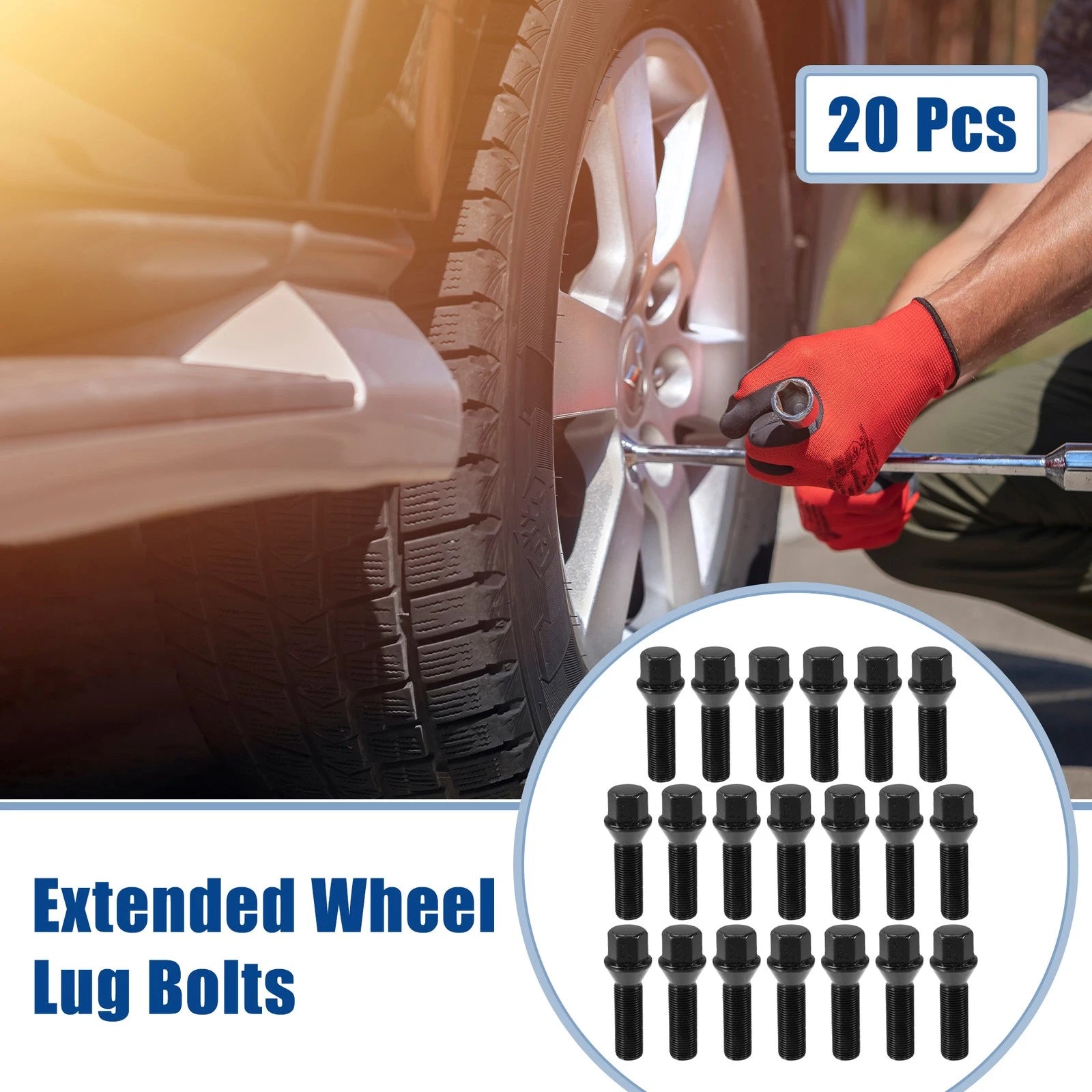 20pcs M14x1.25 Extended Wheel Lug Bolt Conical Seat 40mm for BMW 