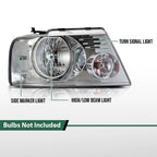 Clear Chrome Headlights for Ford F150 Lincoln Mark LT (2004–2008)