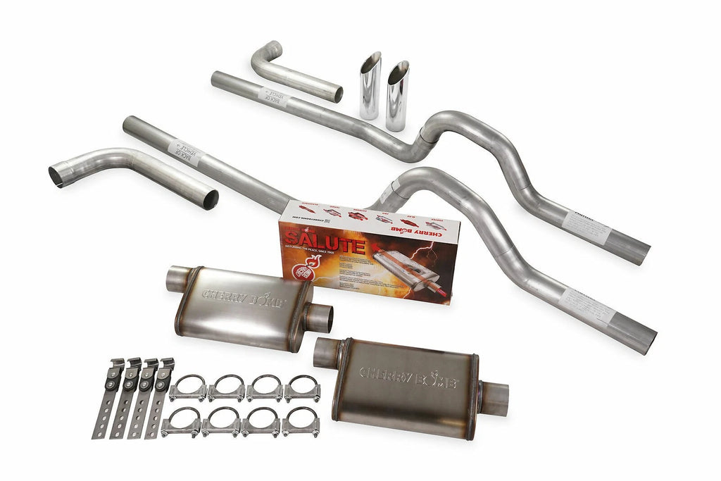 Dual Exhaust Kit 2.5" for GM C/K 10 1/2 Ton (1981–1987) Cherry Bomb Salute Side Exit