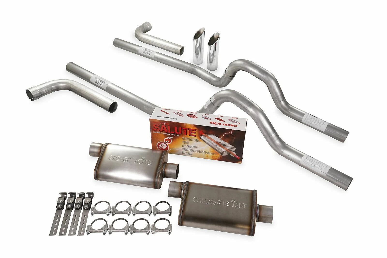 Dual Exhaust Kit 2.5" for GM C/K 10 1/2 Ton (1981–1987) Cherry Bomb Salute Side Exit