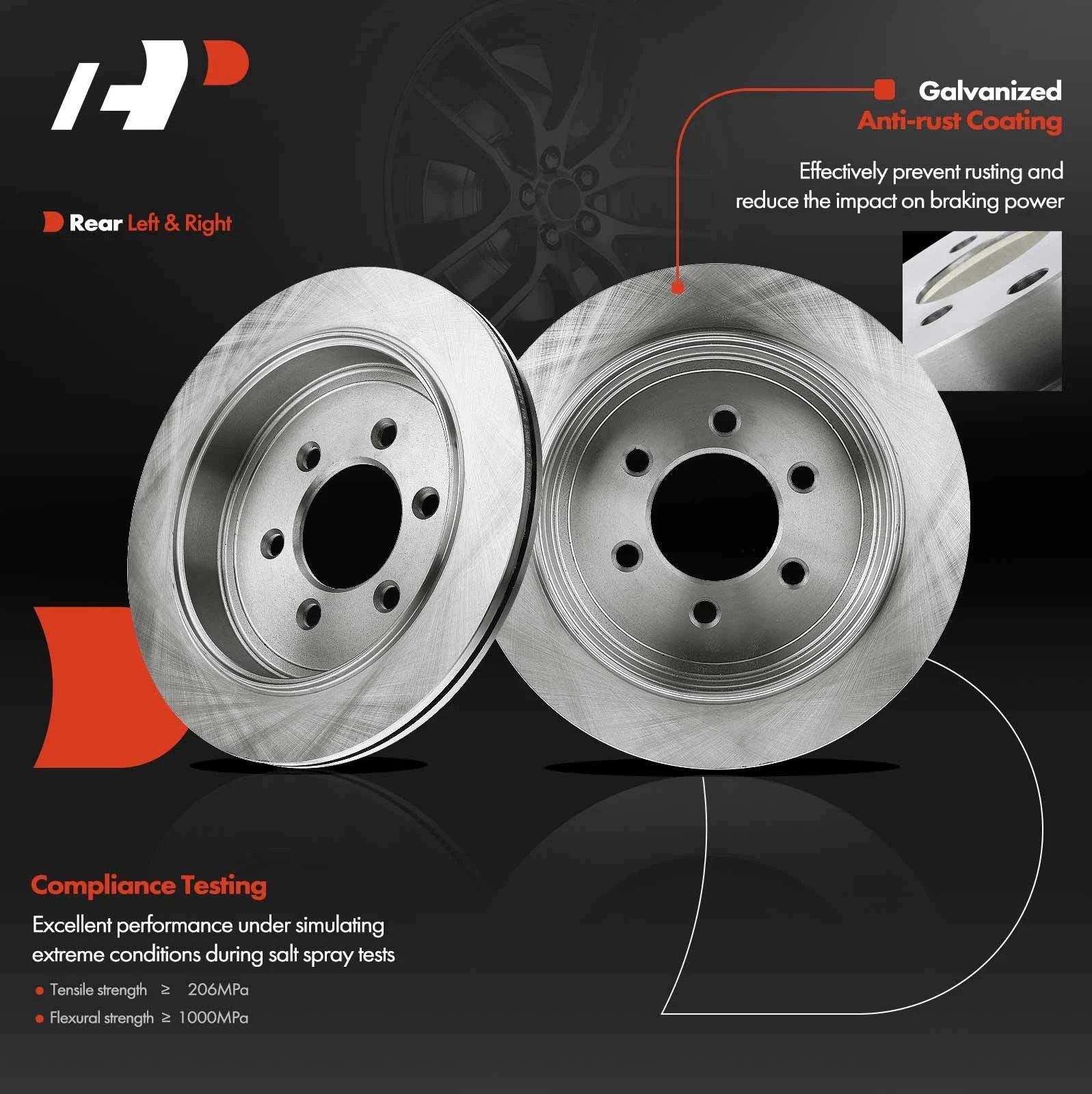 Rear Disc Brake Rotors & Ceramic Pads for Ford Expedition (2007-2017)