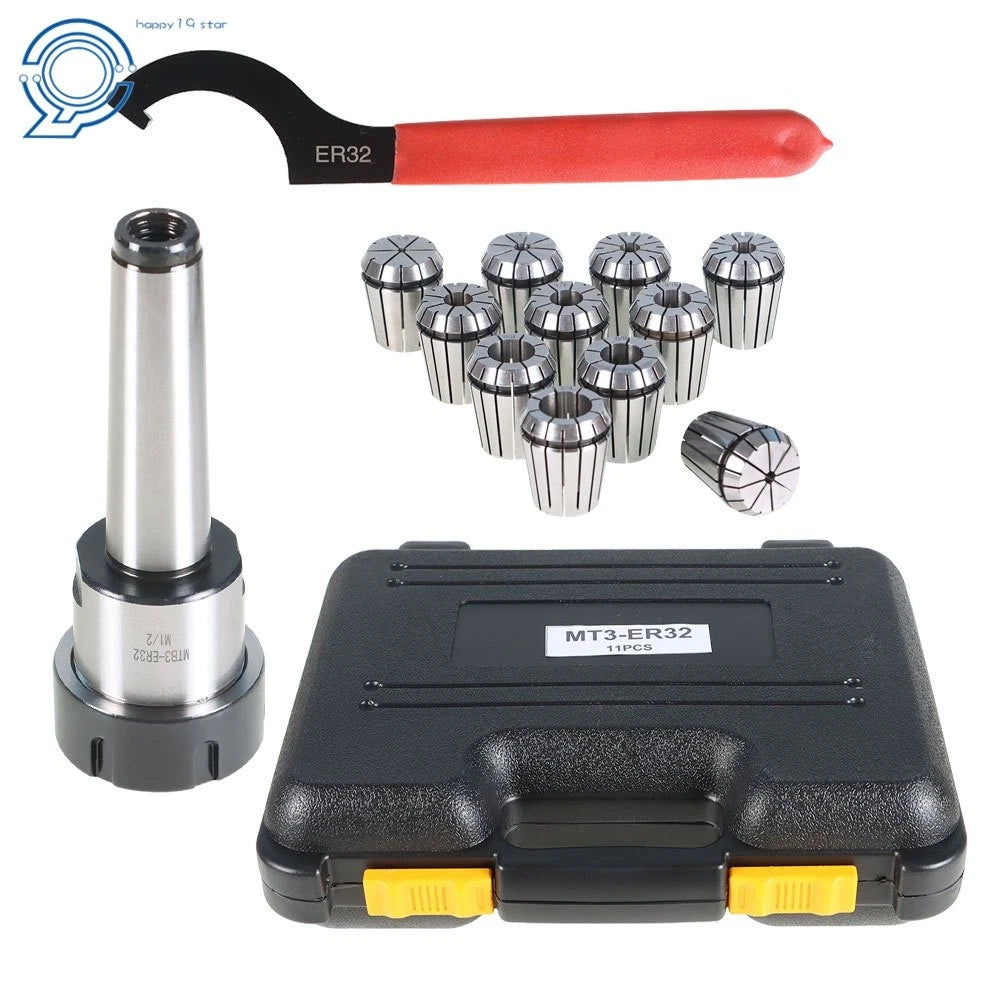 11PC ER32 Collet Set with MT3 Shank for Milling Machine