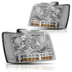 LED DRL + Turn Signal Headlight for Tahoe/Suburban (2007–2014) - Clear Corner Chrome