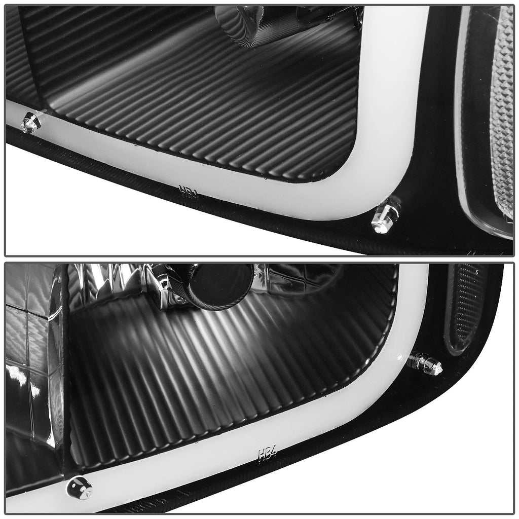 LED Tube Headlights for GMC Sierra (2001–2007) Black/Clear Bumper Lamp