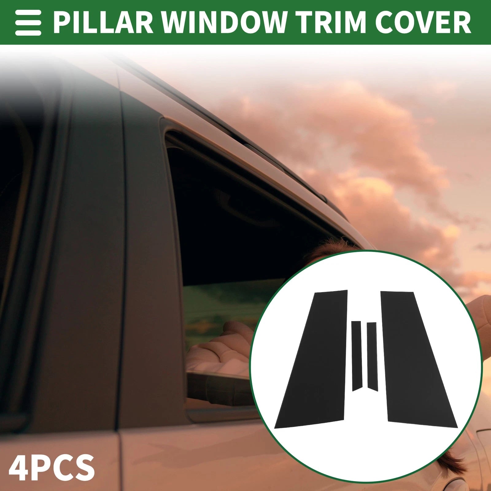 Set of 4 Door Pillar Window Trim for Mercedes CLS (2012–2014) Black