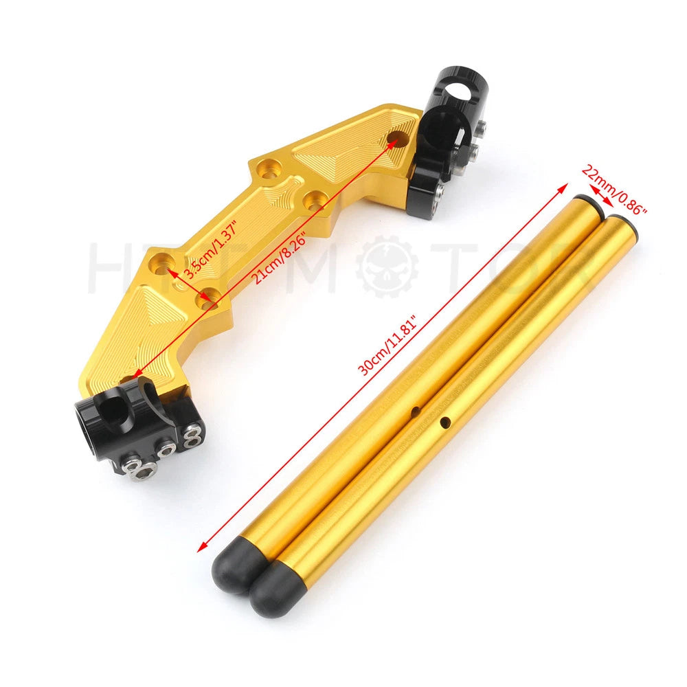 CNC Clipon Adapter Plate & 22mm Handlebar Kit for Kawasaki Z800 (2013–2018) GOLD