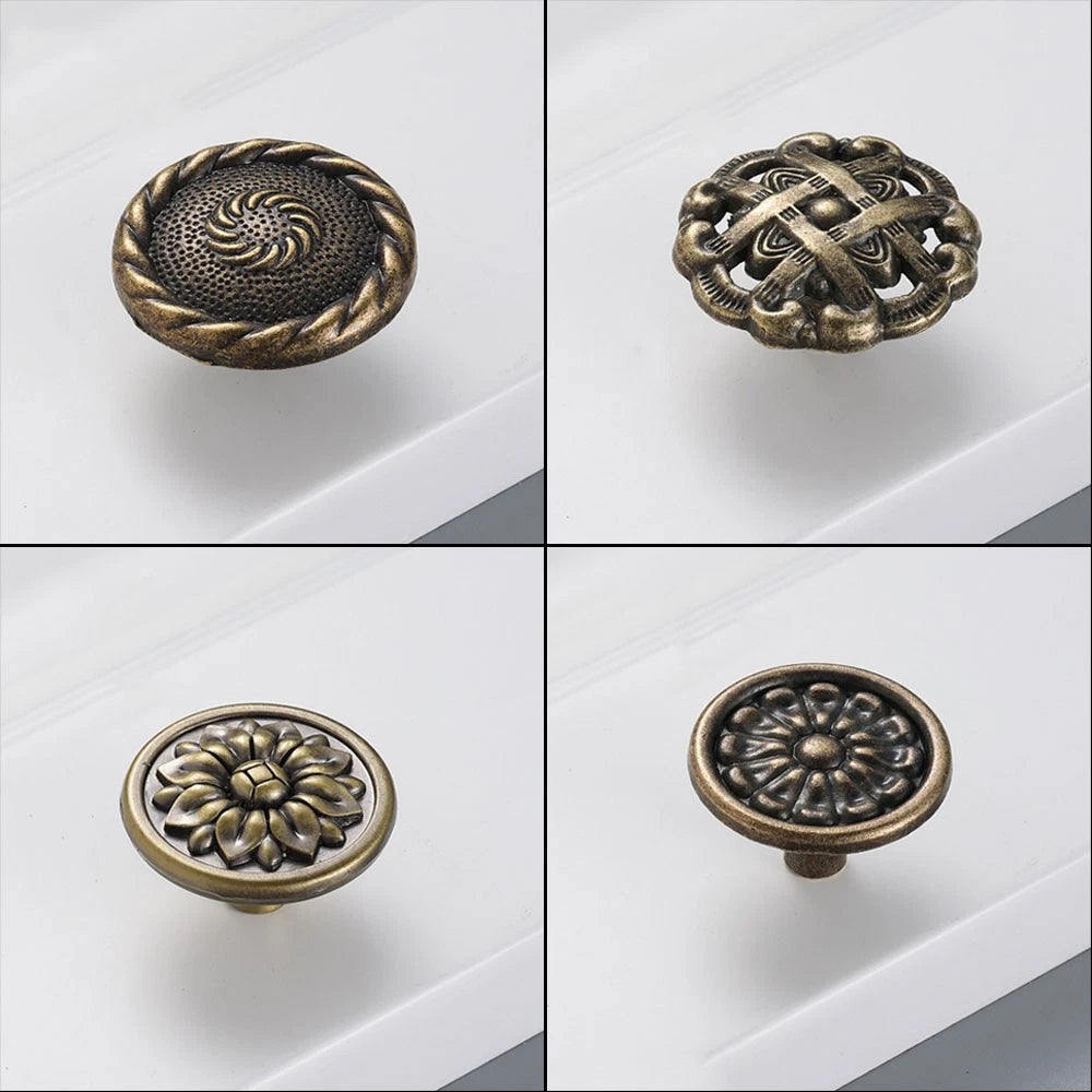 Set of 10 Antique Pull Knob Drawer Handles for Cabinet Hardware