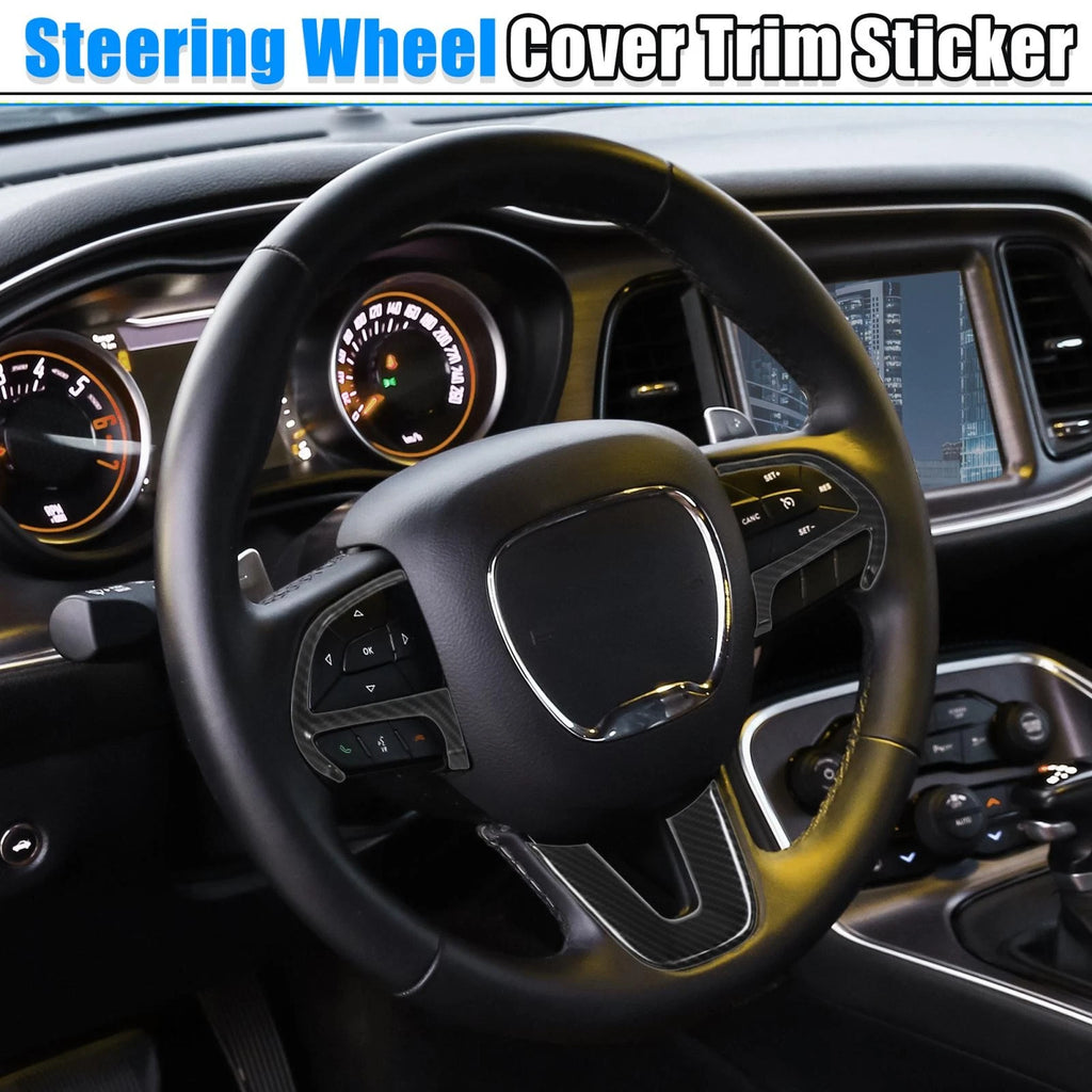 Set of 2 Black Inner Steering Wheel Cover Trim for Dodge Challenger Charger (2015–2020)