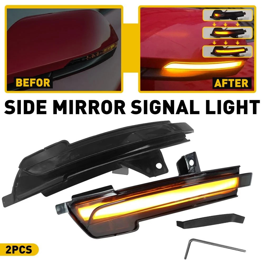 Smoked Amber LED Sequential Side Mirror Signal Lights for Ford Mustang (2015–2022)