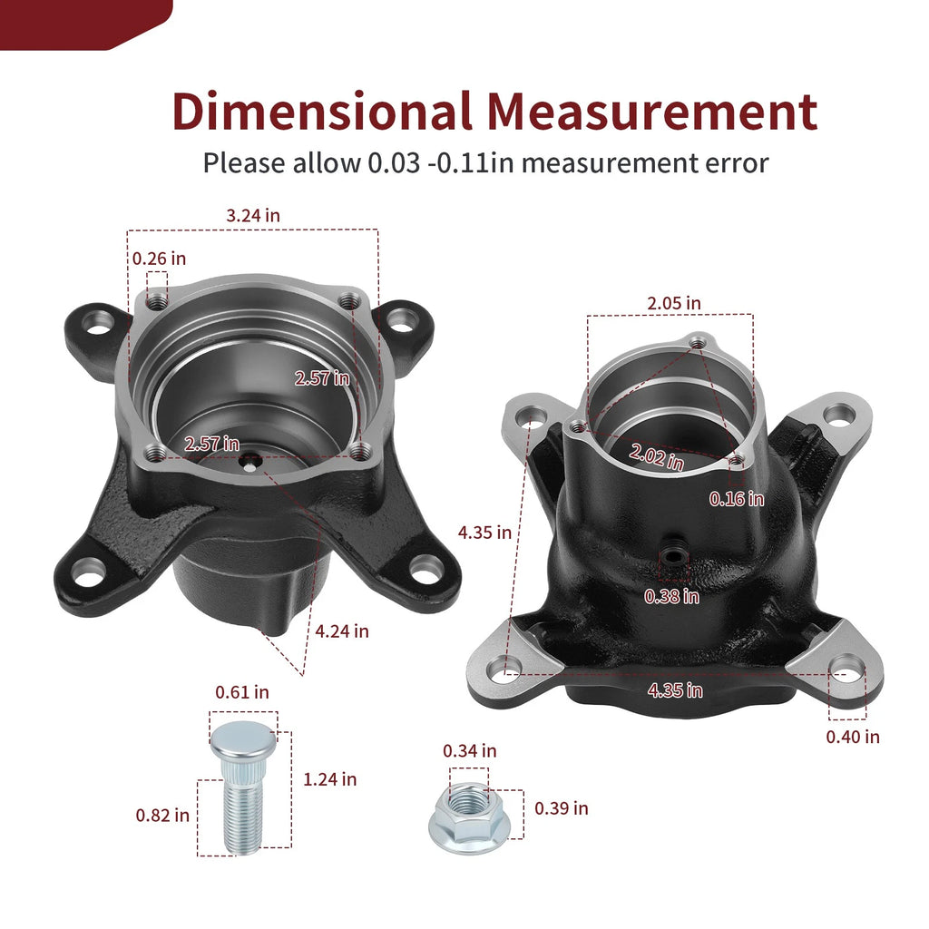 Front Left Right Wheel Hub for Polaris Xpedition 325 425 Xplorer 250 300 400 500 (2000–2005)