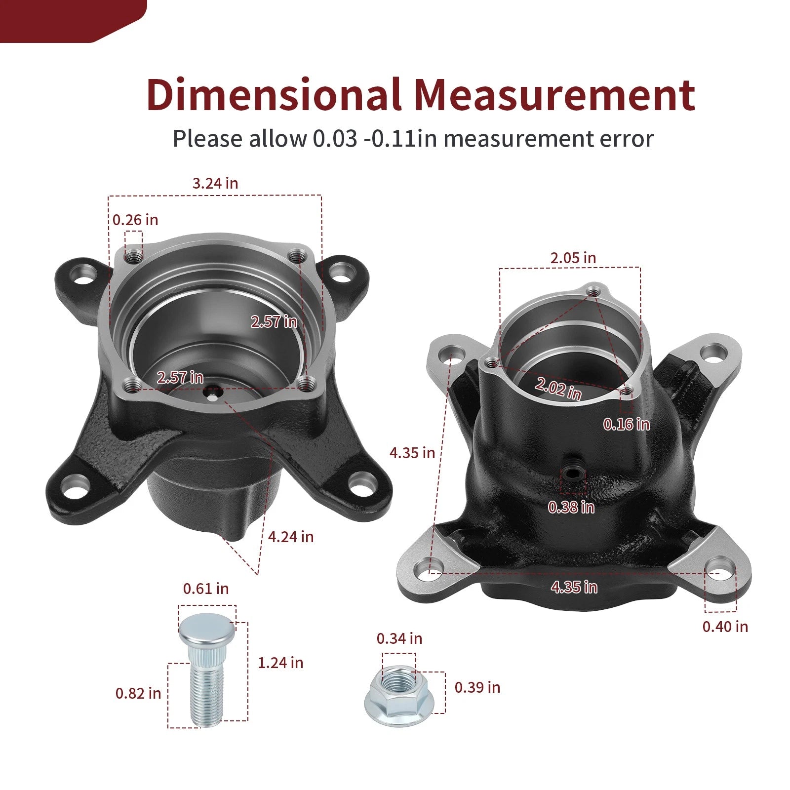 Front Left Right Wheel Hub for Polaris Xpedition 325 425 Xplorer 250 300 400 500 (2000–2005)