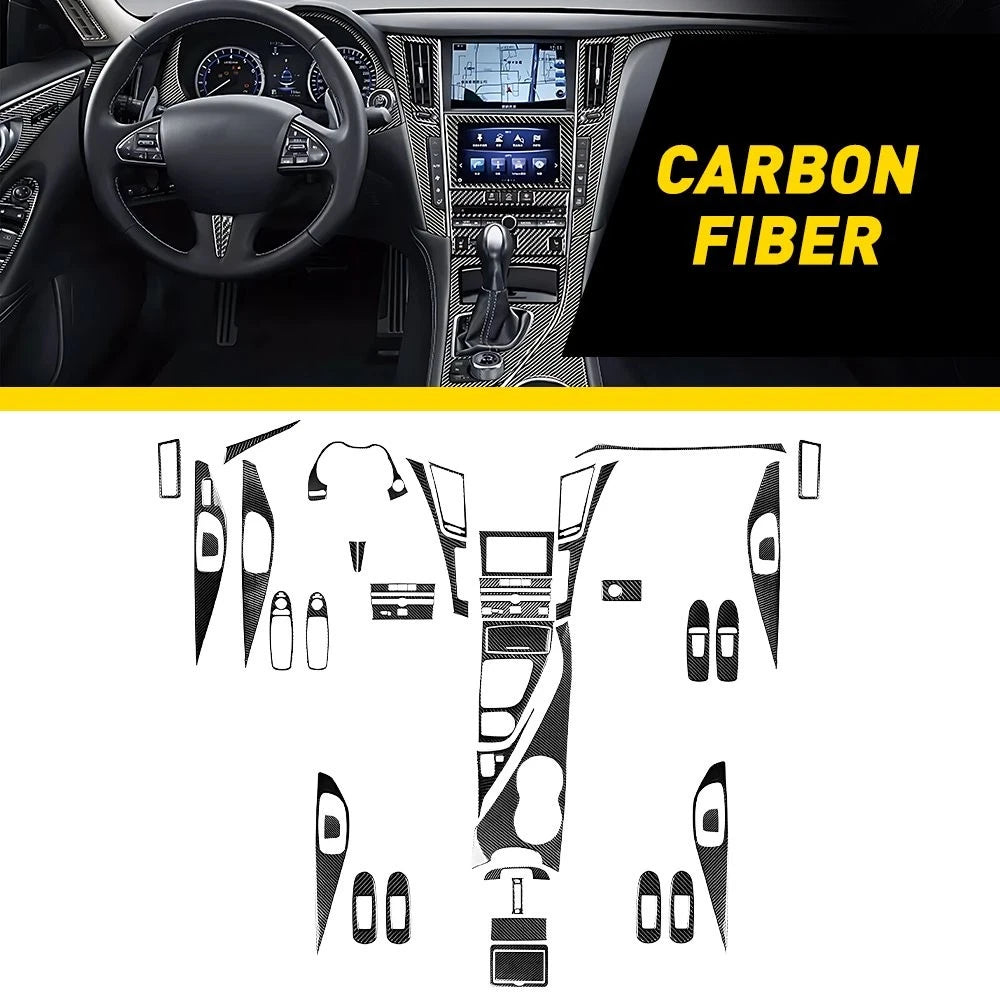 Carbon Fiber Interior Trim Cover Sticker for Infiniti Q50/Q60 (2014–2020)