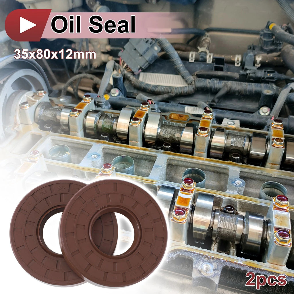 2X Oil Seal Rotary Shaft Seal FKM Rubber 35x80x12mm for Various Models