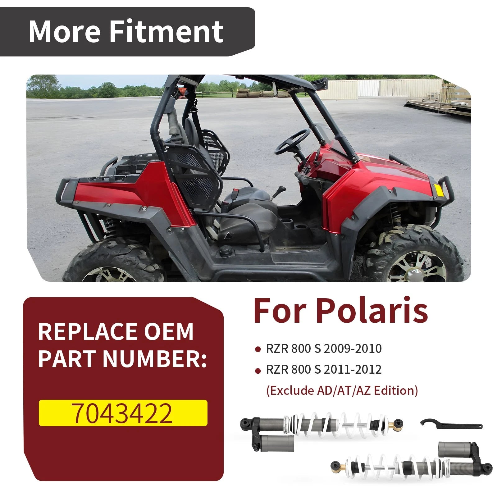 Air Front Shock Absorbers for Polaris RZR S 800 EFI (2009-2012)