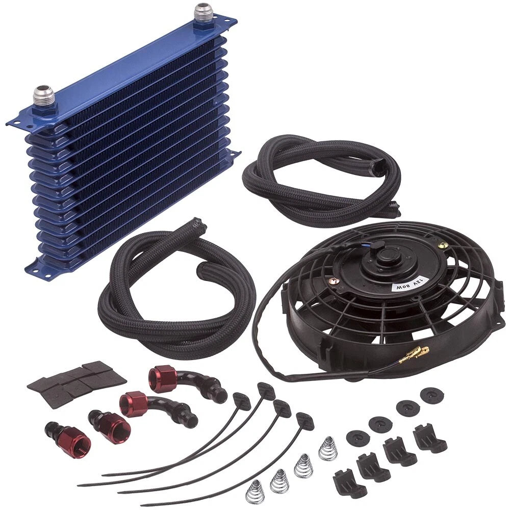 13 Row Engine Oil Cooler with 7" Electric Fan Kit for Universal Applications