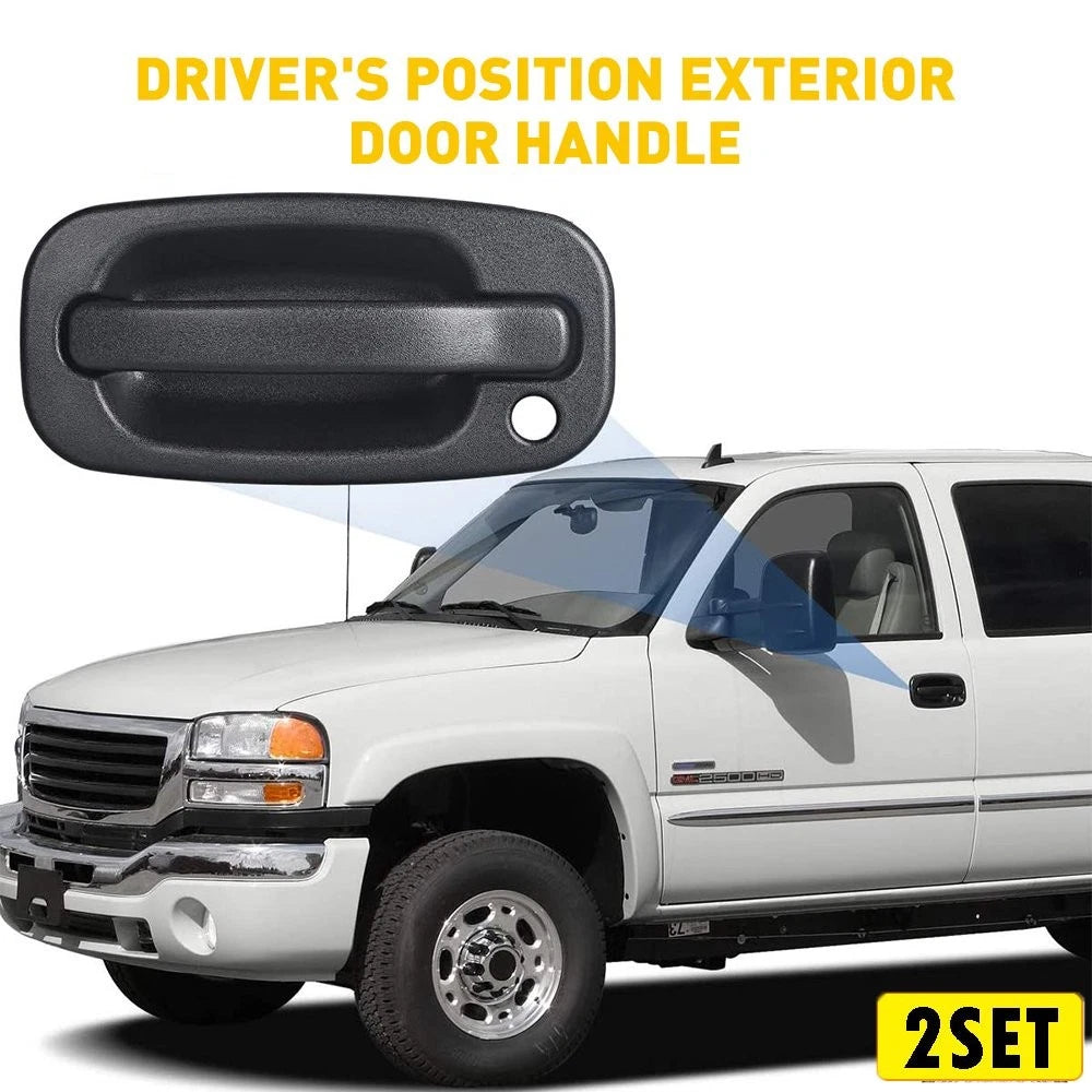 2pc Front Door Outside Left Handle for Chevy Avalanche, Silverado, GMC Yukon
