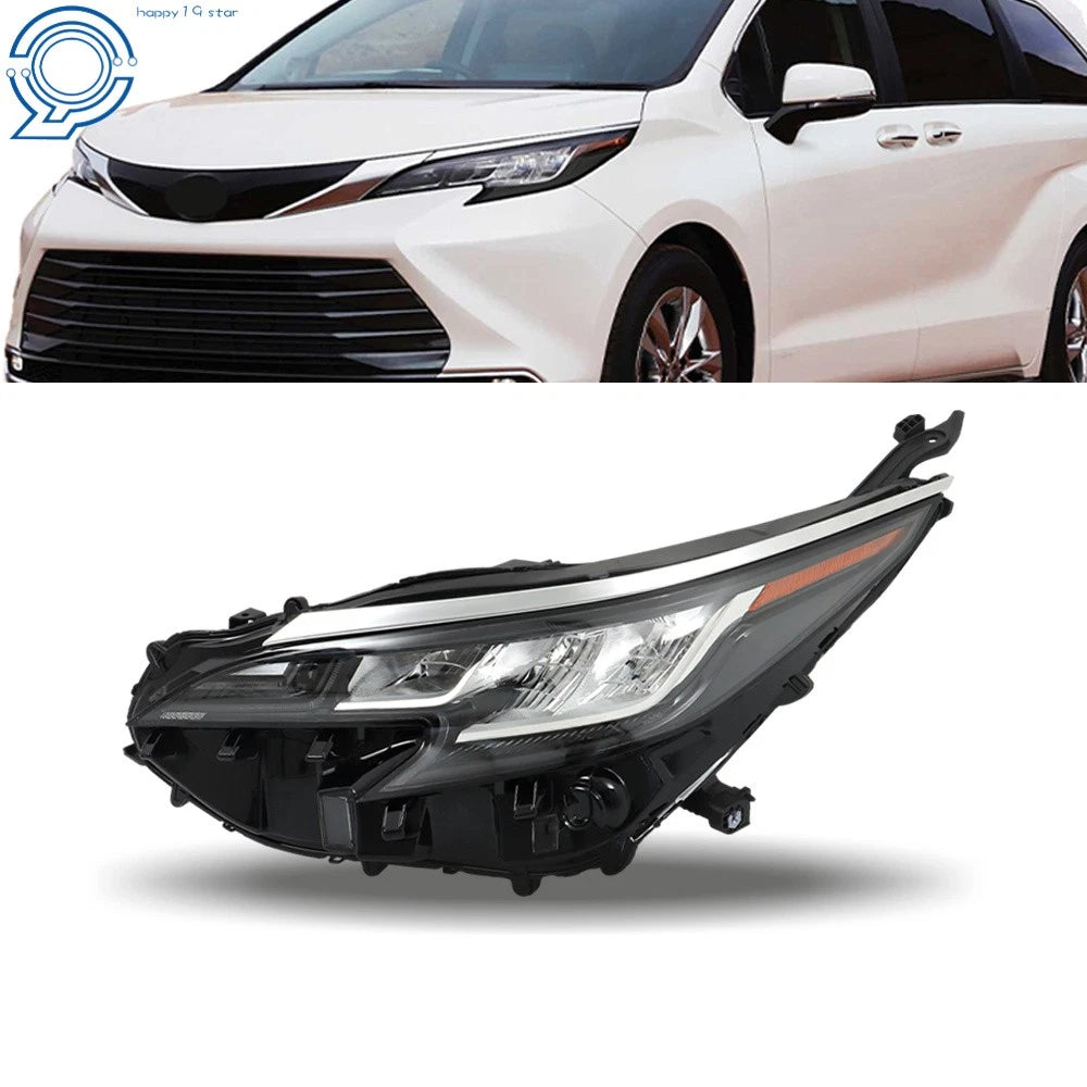 Left Headlight for Toyota Sienna (2021–2022) LED Chrome Bezel