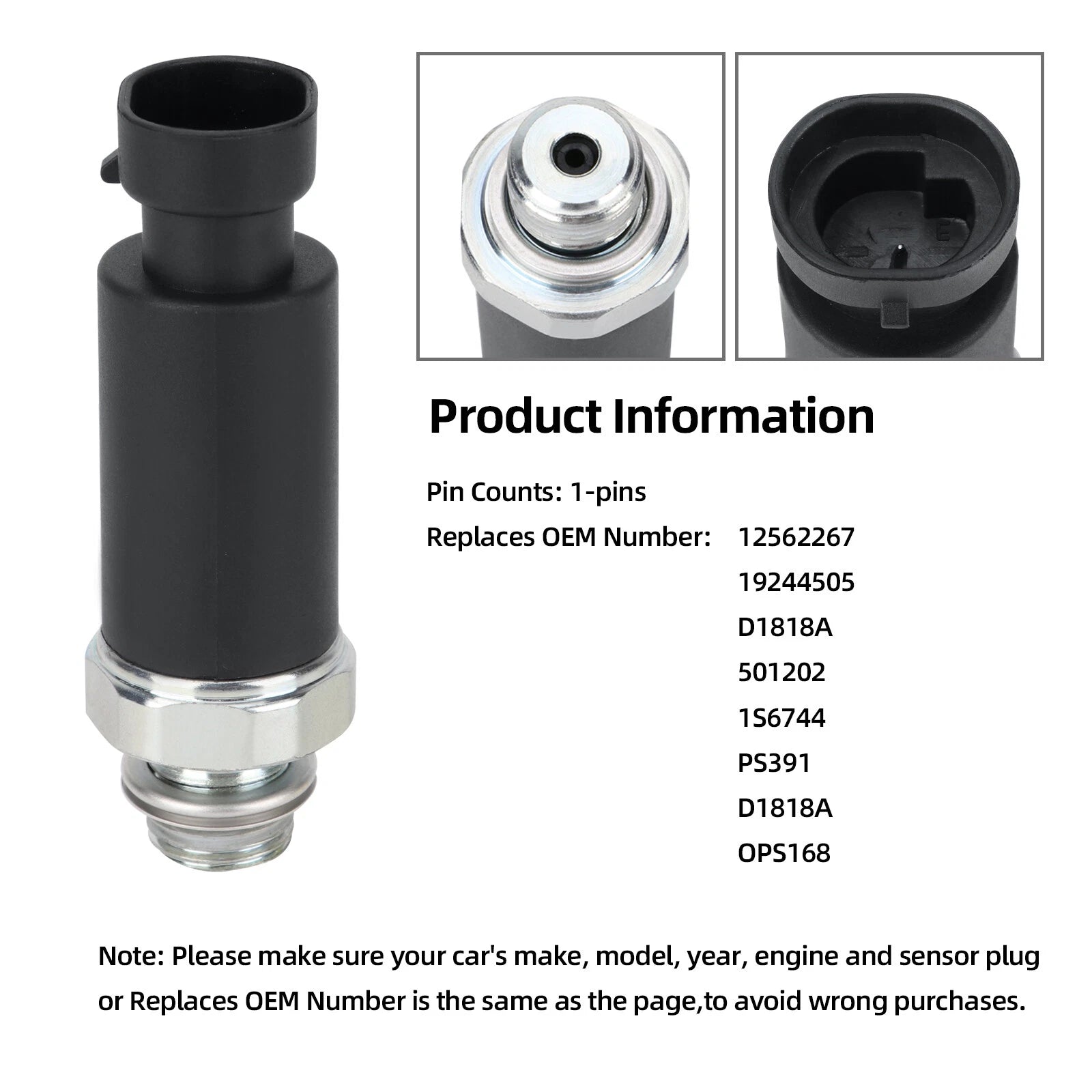 Oil Pressure Gauge Switch Sensor for Chevrolet V8 4.8L 5.3L 5.7L 6.0L (1999–2002)
