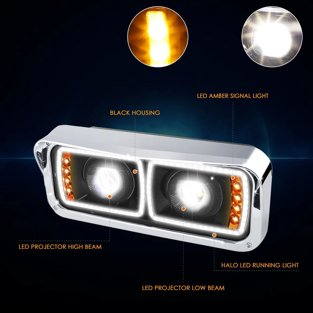 Dual Projector LED DRL Turn Signal Headlight for Freightliner Classic & XL (2001–2011)