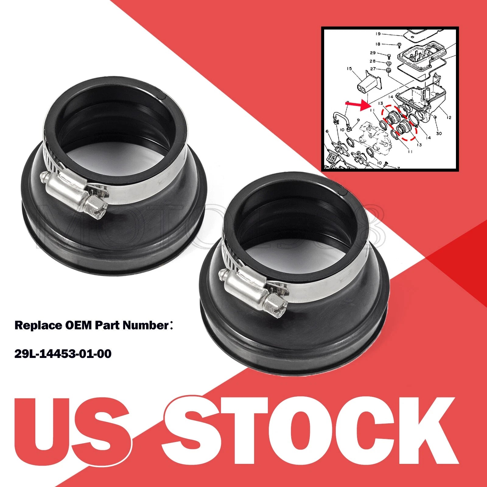 2X Air Cleaner Joint Intake Boot for Yamaha Banshee YFZ 350 (1987–2006)