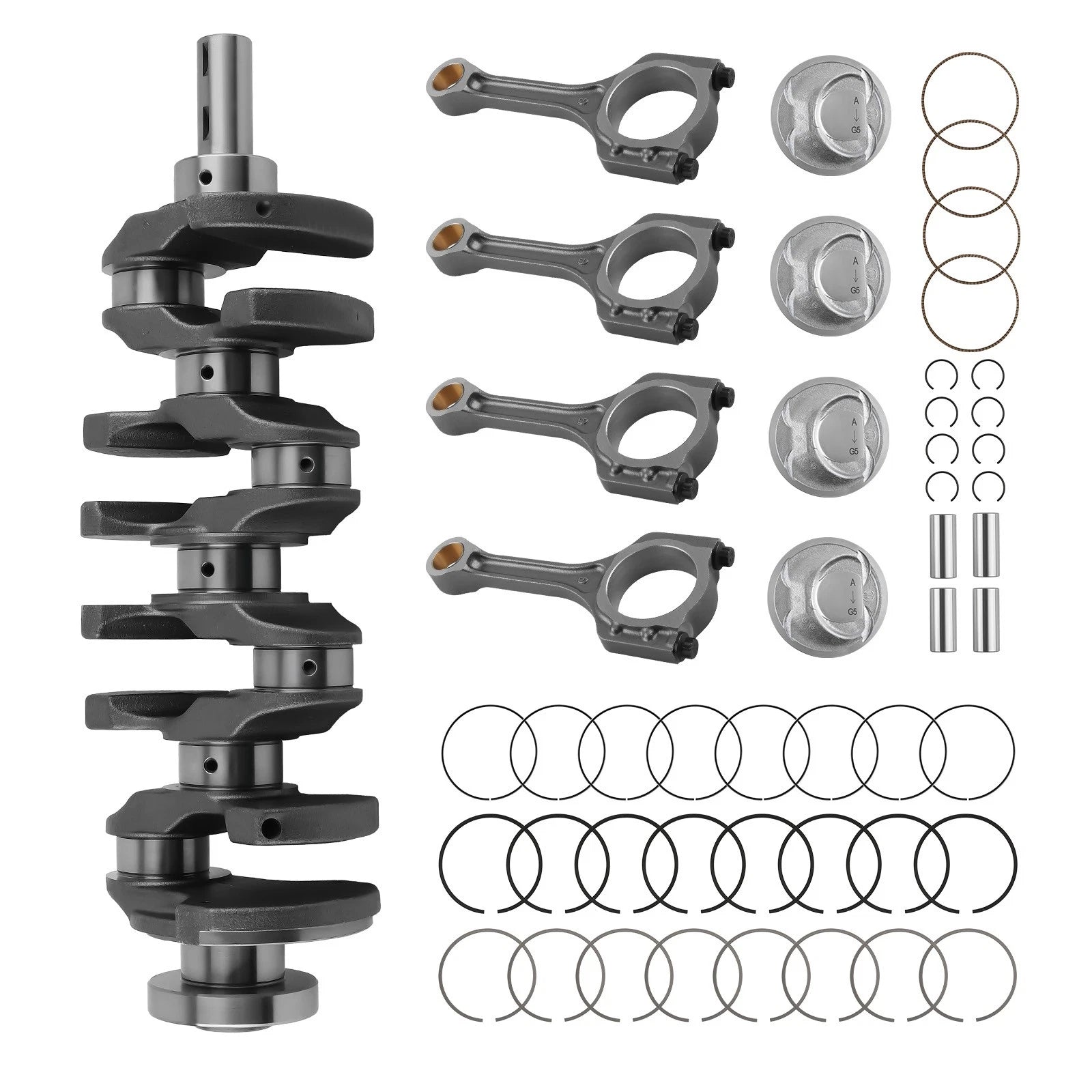 Set of 4 Rod & Piston Kit with Crankshaft for Hyundai Sonata Kia Optima (2011–2014)