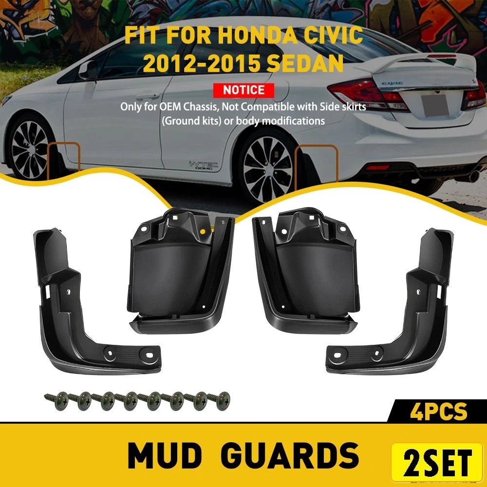 Set of 2 Mud Flap Splash Guards for Honda Civic Sedan (2012–2015)