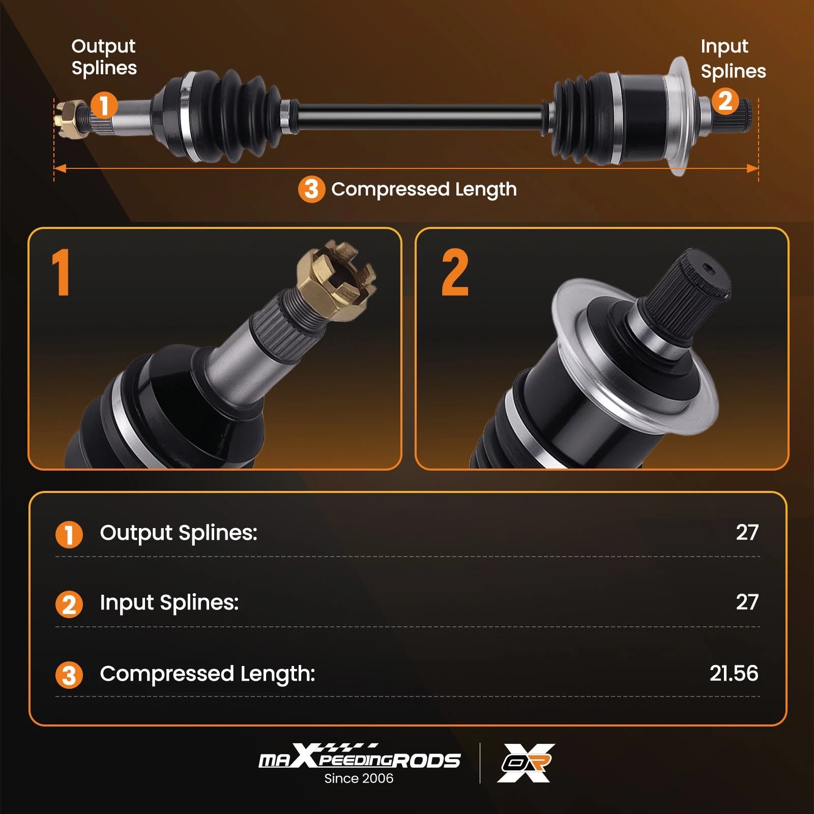 Rear Left and Right CV Joint Axle Pair for Arctic Cat 400 500 4X4 (2005–2014)
