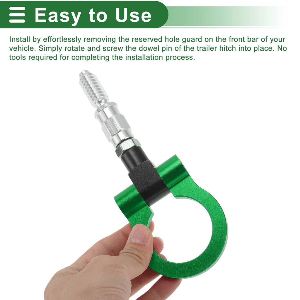 Tow Hook Set for Ford Focus (1998–2025) 15.6mm Aluminum Alloy Green
