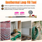Geothermal Loop Fill Tool with 100psi Gauge for Garden Hose