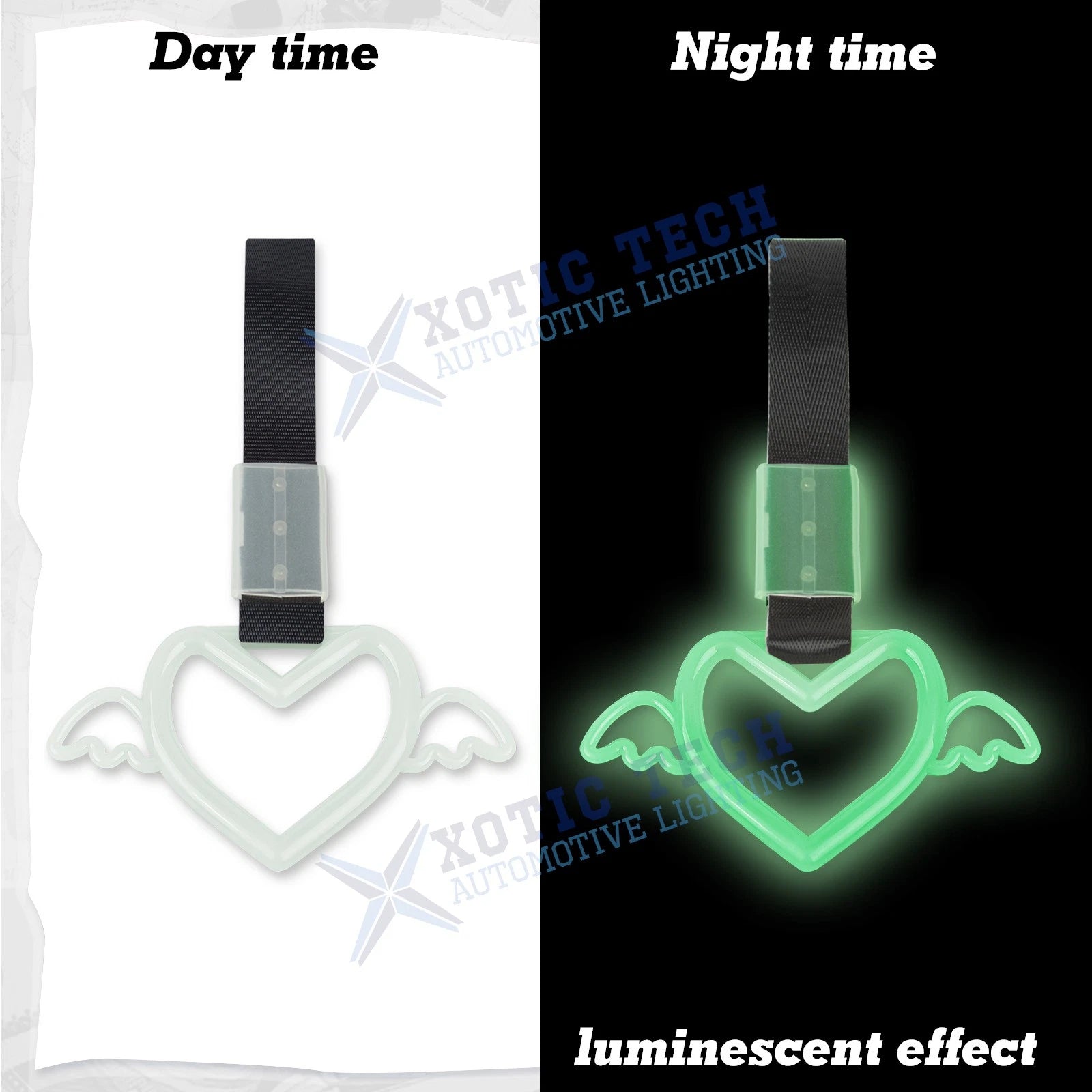 Luminous Tsurikawa Wing Heart Shaped Warning Subway Handle Ring for Car (-)