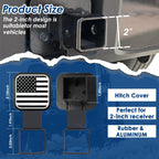 Universal 2" Silver Flag Tow Hitch Cover for 4-Way Flat Insert (2015-2025)