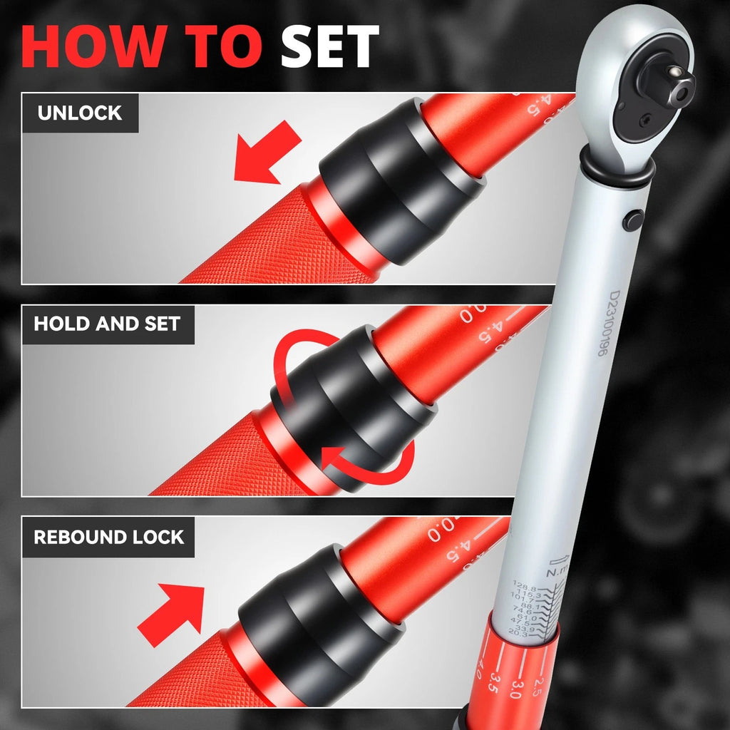 3/8" Click Torque Wrench 10-100 in-lb for Mechanic