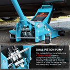 3-Ton Hydraulic Floor Jack for Sky Blue Black (6000 lbs Capacity)