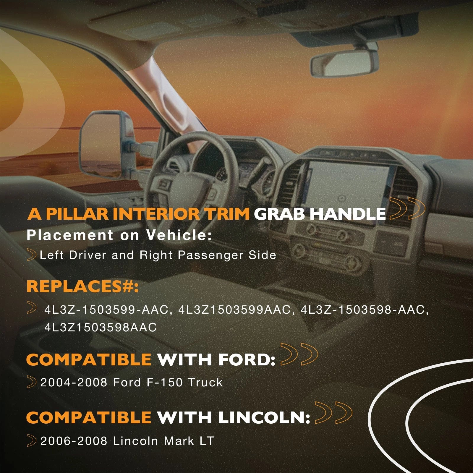 A Pillar Interior Trim Grab Handle Set for Ford F-150 (2004-2008)