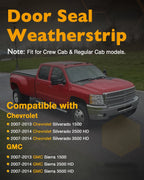 2X Door Weatherstrip Seal for Chevy Silverado GMC Sierra 1500 (2007-2014)