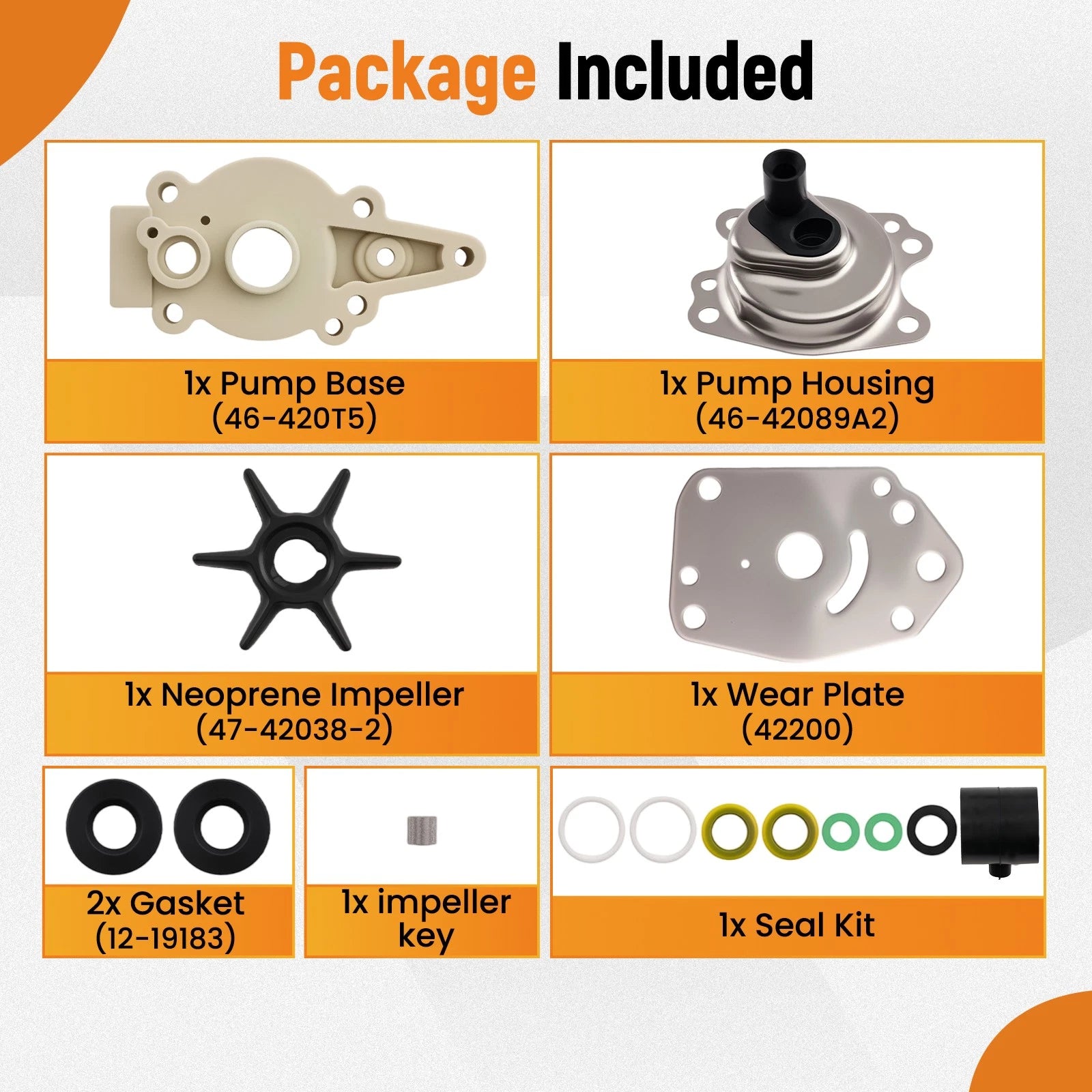 Outboard Water Pump Kit for Mercury 6-15HP SeaPro (Various Years)