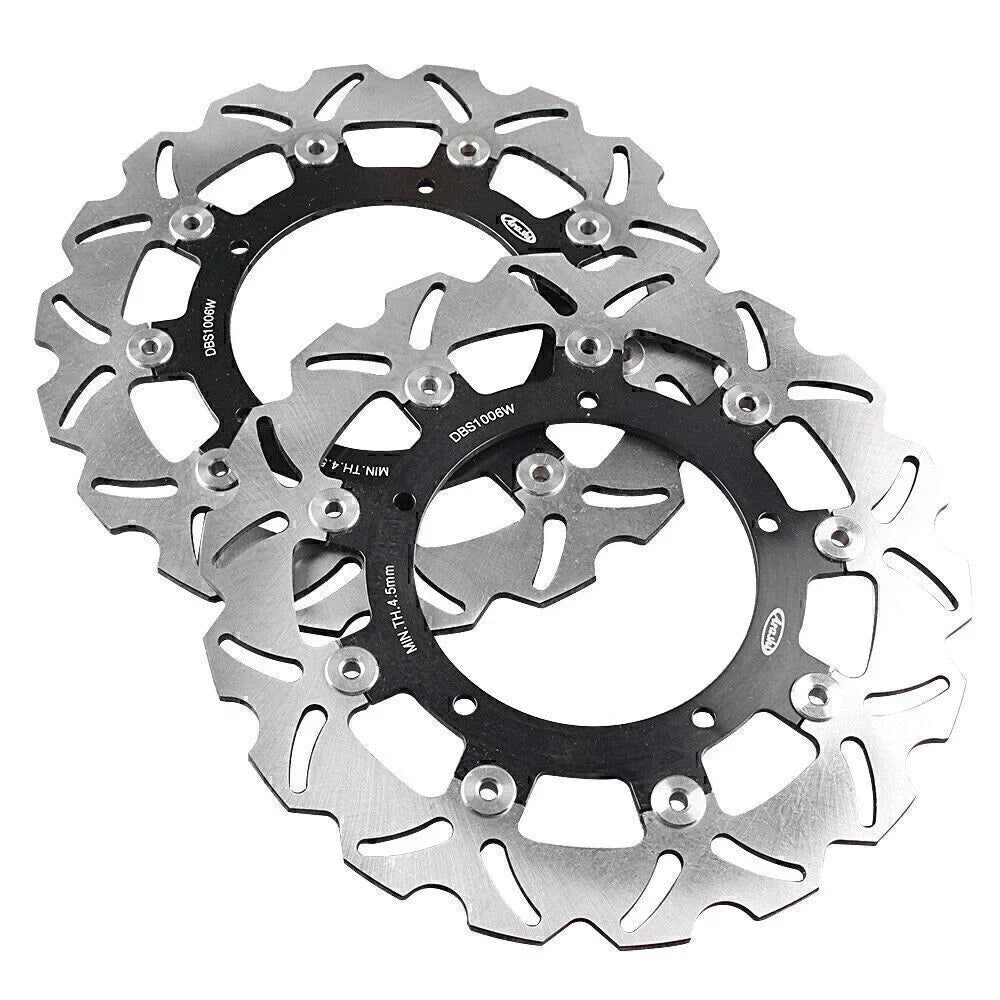 Black Front Brake Disc Rotors for Yamaha XJ6, YZF R6, FZ6 Fazer, MT03 (2006-2020)