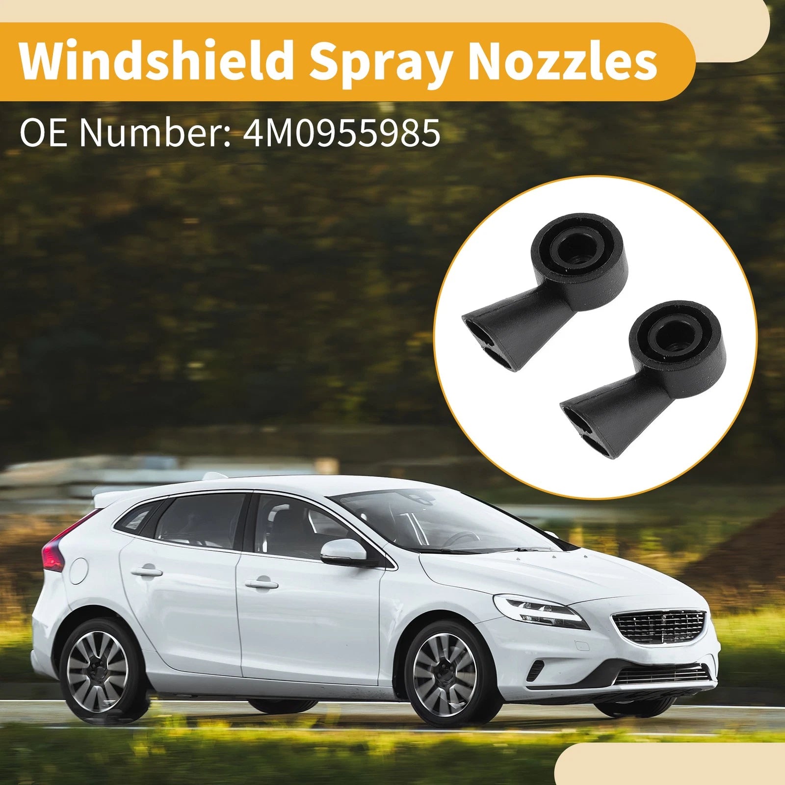 Set of 2 Front Windshield Washer Nozzles for Audi A6 (2016–2020), Q8 (2020) Black