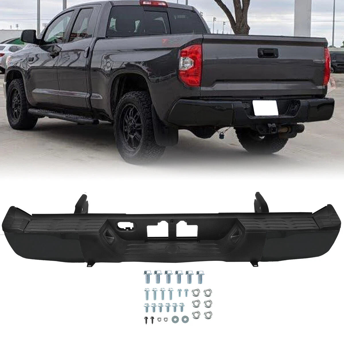 Complete Rear Step Bumper for Toyota Tundra (2014–2021) Black Face Bar & Pads